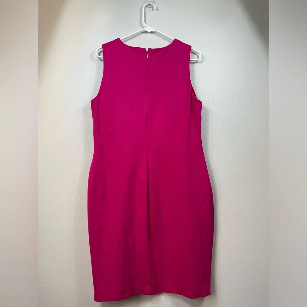 Lauren Ralph Elegant Barbie Pink Sleeveless MidiDress Events Summer Wedding Sz14 - Picture 7 of 11